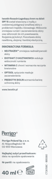 Tył opakowania Iwostin Rosacin krem na dzień SPF 15, z polskim opisem dla skóry wrażliwej, 40ml.