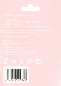 Tył różowego opakowania płatków do pedicure stóp 6 szt., z instrukcją użycia i kodem kreskowym.