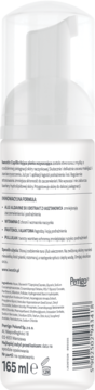 IWOSTIN Capillin Kojąca pianka oczyszczająca w białej butelce z pompką, tył z listą składników.