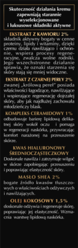 Szczegółowa lista składników aktywnych kremu DERMIKA LUXURY CAVIAR pod oczy: kawior, perła, ceramidy. Tekst na ciemnym tle.