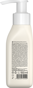 Tył kremowego nawilżającego serum do ciała Neboa Hydro Boost 100 ml z pompką, widoczne składniki.