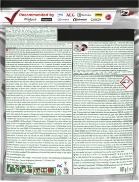 Tył opakowania kapsułek Fairy Platinum Plus All In One Lemon, widoczne polskie instrukcje i ostrzeżenia.