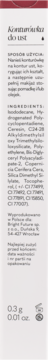 Konturówka do ust, przód opakowania z polskim opisem, składem INGREDIENTS i wagą 0.3g.