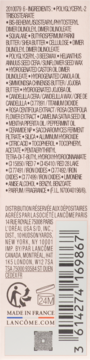 Tył opakowania Lancôme Idôle Squalane-12 Butterglow, widoczne składniki, dane dystrybucyjne i kod kreskowy.