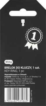 Eloy breloczek kółko wzor 2 1 szt. Czarny tył opakowania z danymi producenta, kodem kreskowym i logo Eloy.