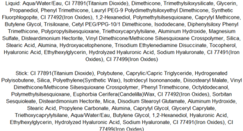 TIRTIR Glide & Hide Blurring Concealer: widok list składników dla formuły płynnej i sztyftu.