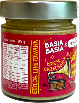 Basia & Basia krem orzechowy nerkowiec-kokos-żurawina, edycja limitowana, czerwona etykieta, widok z przodu.