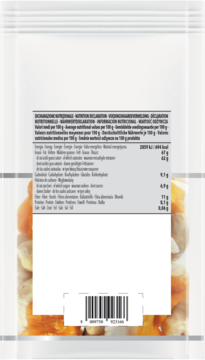 Tył opakowania ECONOCE MIX (mango, kokos, nerkowce) z tabelą wartości odżywczych i kodem kreskowym.