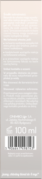 Tył opakowania kosmetyku koloryzującego do włosów blond 100 ml, z polskimi ostrzeżeniami, danymi producenta i kodem.