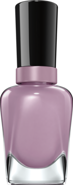 Lakier Sally Hansen Miracle Gel 270 Street Fair, lawendowy, w szklanej butelce z czarną nakrętką, z przodu.