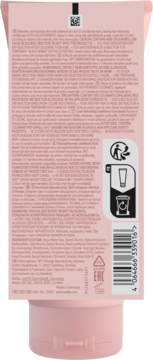 Tył różowej tubki odżywki Wella Invigo Blond-Recharge z fioletowym pigmentem, etykieta ze składem i instrukcjami.