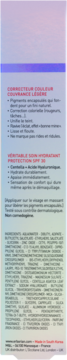 Tył opakowania koreańskiego korektora z SPF 30, lekkie krycie, nawilżający, z Centellą i kwasem hialuronowym.