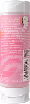 Tył różowego opakowania Nawilżający Krem-Mleczko 50ml z Double CICA, widoczny skład i kod QR.