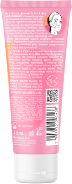 Tył różowej tubki APIS Musu do Twarzy z Double CICA 75ml, widoczne składniki i instrukcje.