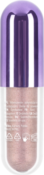 Kapsułka z intensywnie połyskującym cieniem do powiek. Fioletowa metaliczna góra, spód z szampańskim pudrem.