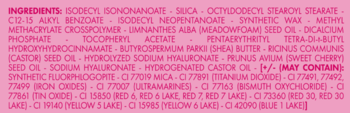 Lista składników różu PUPA Milano Candy Club, nazwy INCI w różowym tekście, widok z tyłu opakowania.