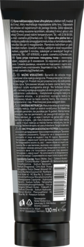 Tył czarnej tubki tonera Syoss Color Glaze Ultra Platyna 130ml, z polskimi instrukcjami, składnikami i kodem kreskowym.
