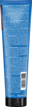 Tył niebieskiej tuby Schwarzkopf LIVE Toner Cherry Cola Red 150ml z polskim tekstem instrukcji i kodem kreskowym.