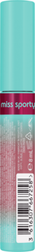 Tusz do rzęs Miss Sporty Mermaid Lash Mascara, turkusowo-różowa butelka, widok z tyłu z kodem kreskowym.