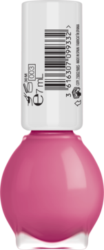 Miss Sporty lakier Pastel Garden, różowy, 7ml, butelka z białą nakrętką i kodem kreskowym, widok z przodu.