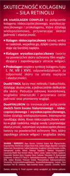Tył serum Perfecta Multi Kolagen Retinol. Czerwone tło, biały tekst o 6% trioKOLAGEN COMPLEX, DuoRETINOL, DuoHYALURON.