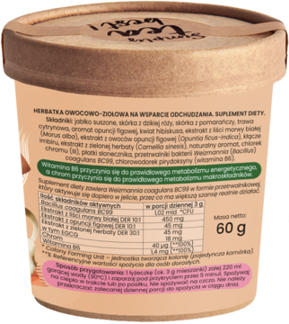 Tył brązowego opakowania herbatki Żegnamy Kilogramy, suplementu diety na odchudzanie, z polską etykietą i składem.