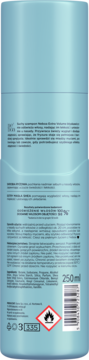 Tył turkusowego suchego szamponu Neboa Detox & Hydration, z opisem składników, objętością 250ml i symbolami.