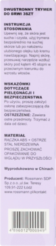 Tył opakowania dwustronnego trymera do brwi (3 szt.) Rossmann, z instrukcją użycia i kodem kreskowym.