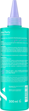 Tył turkusowej butelki płukanki After Party do włosów przetłuszczających się, z tekstem i pojemnością 300 ml.