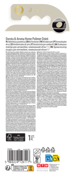 Tył opakowania odświeżacza powietrza Dorota & Aroma Home Polimer Dzieci 7g, widoczny kod kreskowy i instrukcje.