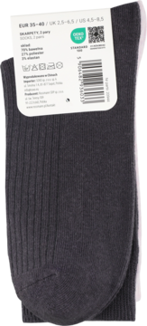 Eloy skarpetki damskie front rib, 2 pary, ciemnoszare, rozmiar 35-40, z metką OEKO-TEX i bawełną.