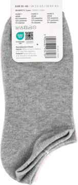 Eloy szare, prążkowane skarpety damskie 35-40 z etykietą produktu, ukazującą skład i rozmiary. Złożone.