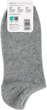 Eloy szara męska skarpeta stopka, z białą metką producenta i kodem kreskowym na wierzchu, rozmiar 40-45.