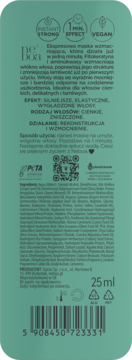 Tył zielonego opakowania maski Neboa Ekspresowa Maska Wzmacniająca z opisem składników i kodem kreskowym.