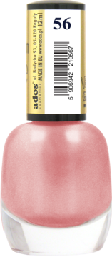 Ados Premium Line lakier do paznokci nr 56, perłowy różowo-złoty, buteleczka 12ml, widok z przodu.