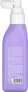 Tył fioletowej butelki sprayu Neboa Kids 150ml do włosów ułatwiającego rozczesywanie, z widocznym składem.