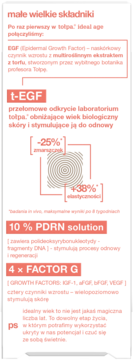 Etykieta serum Tolpa Ideal Age do rewitalizacji skóry ze składnikami: t-EGF, PDRN, Factor G.