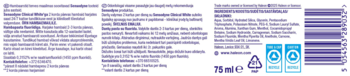 Tył białej tubki pasty do zębów Sensodyne Clinical White Enamel Strengthening 75ml z opisem i kodem kreskowym.