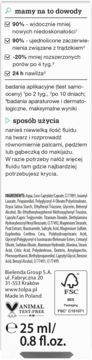 Tył fluidu Bielenda na trądzik z BHA, niacynamidem i SPF 30. Opis korzyści, skład, 25 ml, certyfikaty.