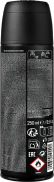 Tył opakowania dezodorantu STR8 Wild Beat, czarna butelka z białym tekstem, 250 ml i symbolem ostrzegawczym.