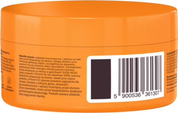 Tył pomarańczowego słoika żelu do opalania Kolastyna Intensywna Opalenizna SPF 15 z kodem kreskowym.