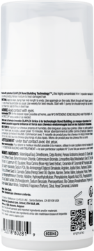 Widok tyłu białej butelki Olaplex No.8 Bond Intense Moisture Mask z instrukcją użycia i listą składników.