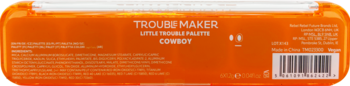 Tył pomarańczowej palety cieni Trouble Maker Cowboy z etykietą produktową i kodem kreskowym.