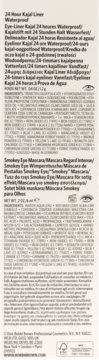 Tył opakowania zestawu Bobbi Brown, Kajal Liner 24H i tusz Smokey Eye, widoczne szczegółowe opisy i składniki.