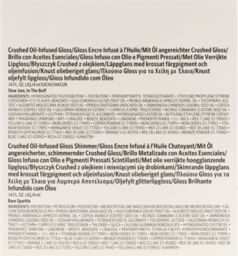 Informacje o błyszczykach Bobbi Brown Crushed Oil-Infused Gloss: składniki i opisy na białym tle.