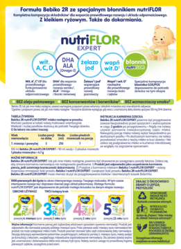 Ulotka Bebiko 2R nutriFLOR EXPERT z błonnikiem, DHA, witaminami. Opis składu i zalet produktu.