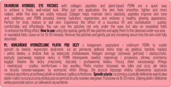 Kimoco Lift Up Skin Firming Hydrogel Eye Patches Collagen & PDRN: instrukcja PL/EN na różowym tle.