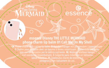 Owalne opakowanie balsamu essence Disney The Little Mermaid 01 Call Me On My Shell, motyw telefonu i rozgwiazd.