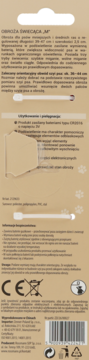 Tylna strona brązowego kartonowego opakowania świecącej obroży dla psa M, z polskimi informacjami i kodem kreskowym.
