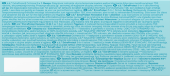 Ob ExtraProtect tampony: pełny tekst opisu technologii Dynamic Fit i Silk Touch na jasnoniebieskim tle.